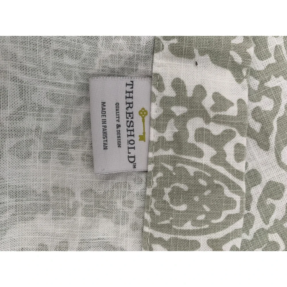 Threshold Sage Green White Damask Medallion 100% Cotton 67x69 shower curtain